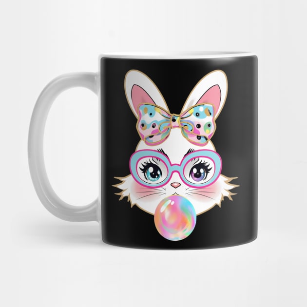 Cute Bunny Rabbit Face Tie Dye Glasses Girl Happy Easter Day by Creatifly Graphic Tees